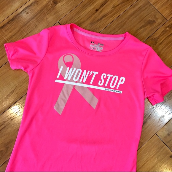 Under Armour heat gear Barbie hot pink logo shirt top fitness workout casual XS - Picture 1 of 4
